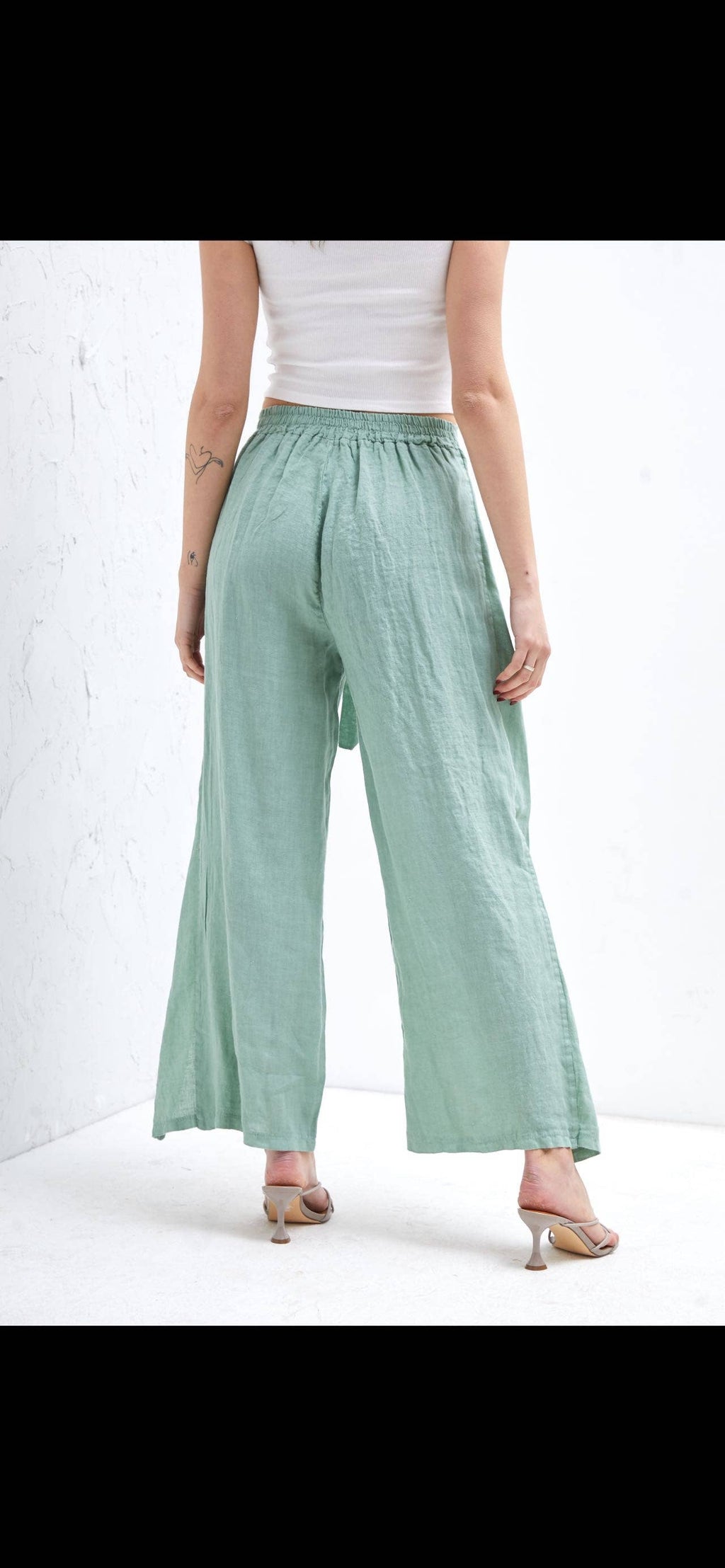 Front Tie Linen Pants