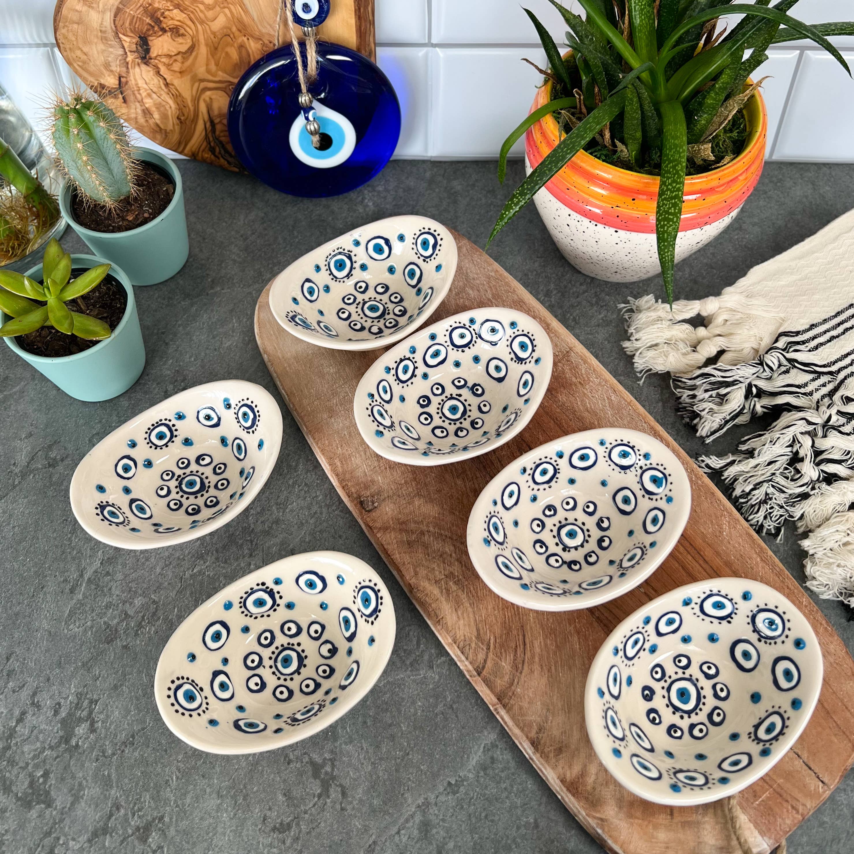 Evil Eye Pinch Bowls, Handmade Bowls