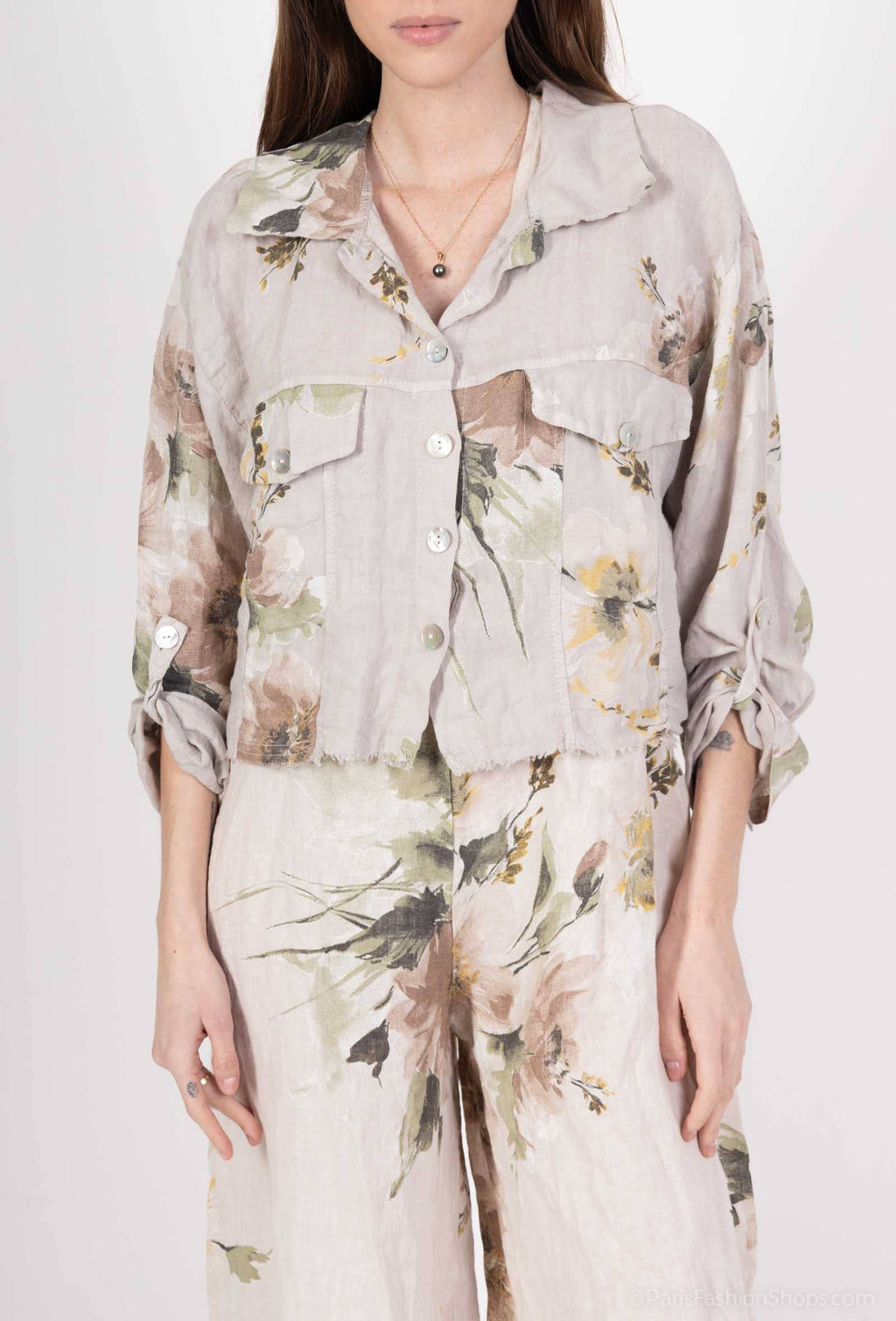 Floral linen jacket