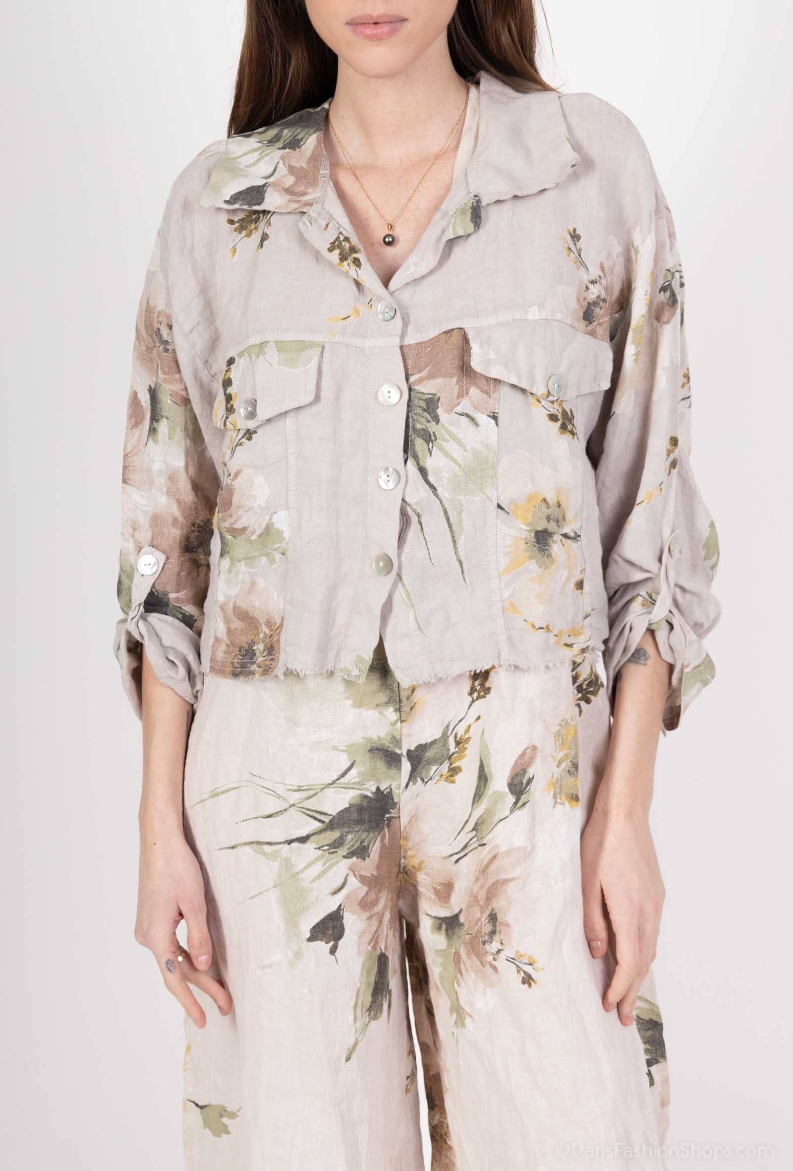 Floral linen jacket