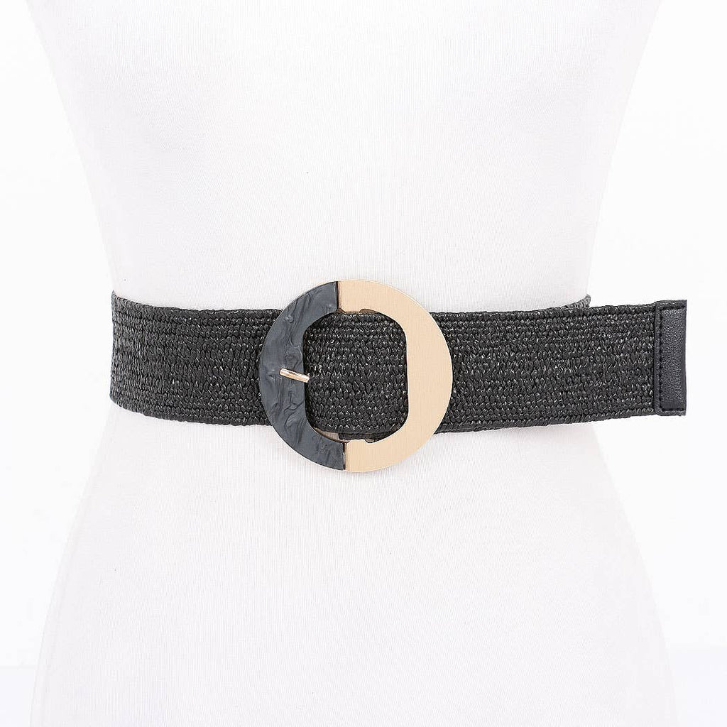 Marble Metal Buckle Stretch Belt