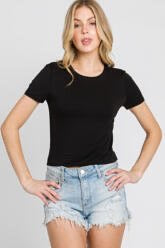 ROUND NECK SHORT SLEEVE CROP TOP