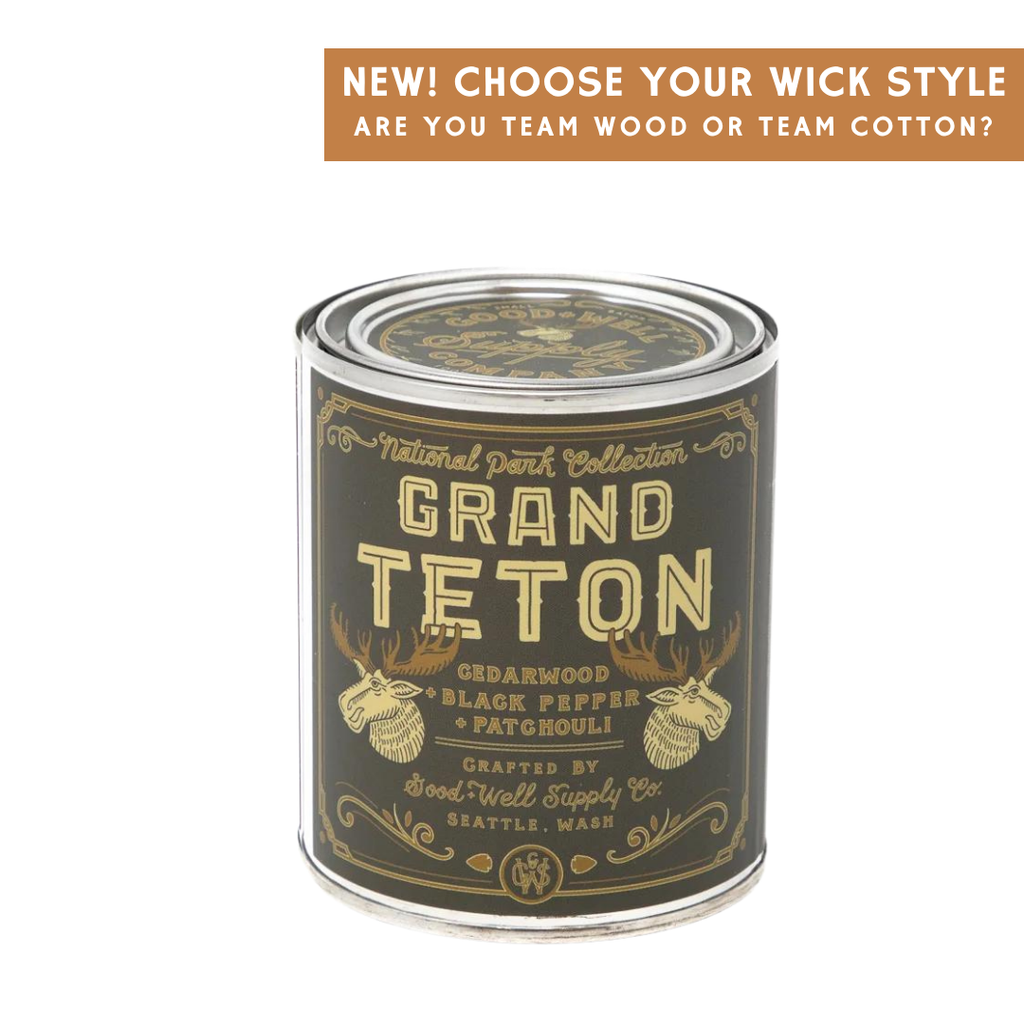 Grand Teton National Park Candle: 1/2 Pint, Wood Wick
