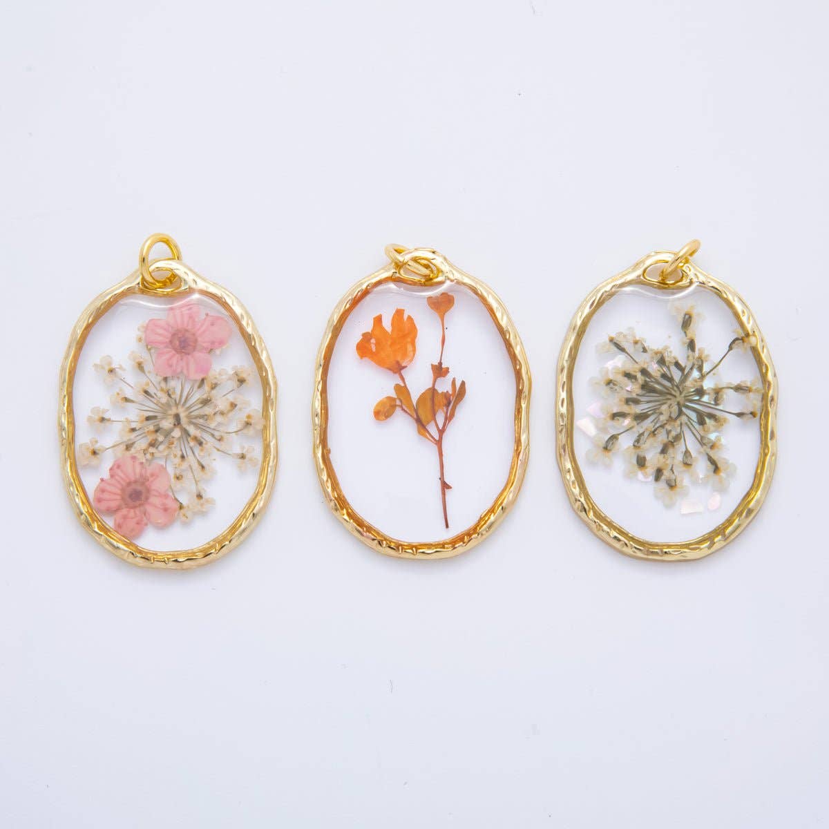 18K GF Oval Resin Wildflower