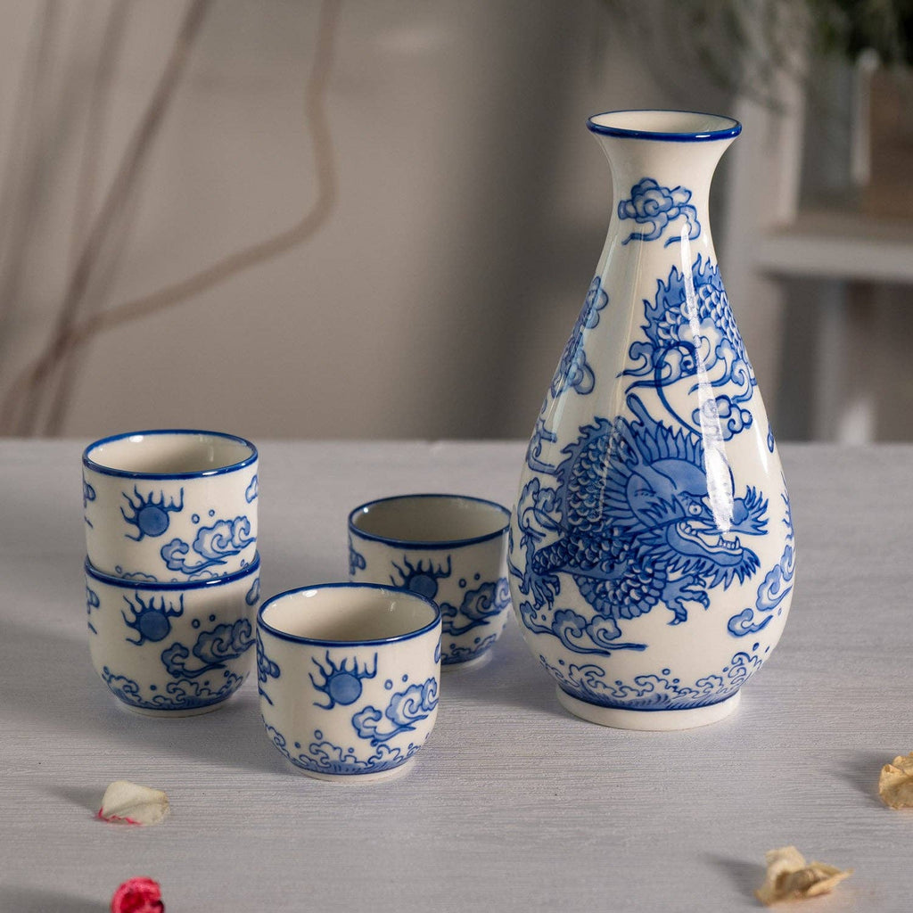 Sake Bottle and 4 Cups Gift Set
