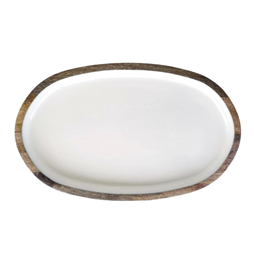 Enameled Mango Wood Tray