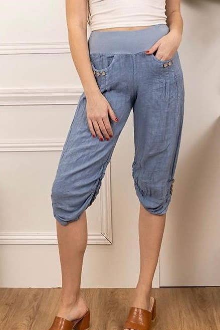 100% LINEN cropped pants
