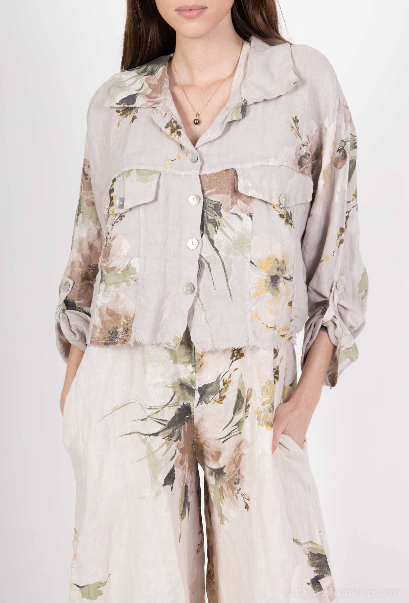 Floral linen jacket