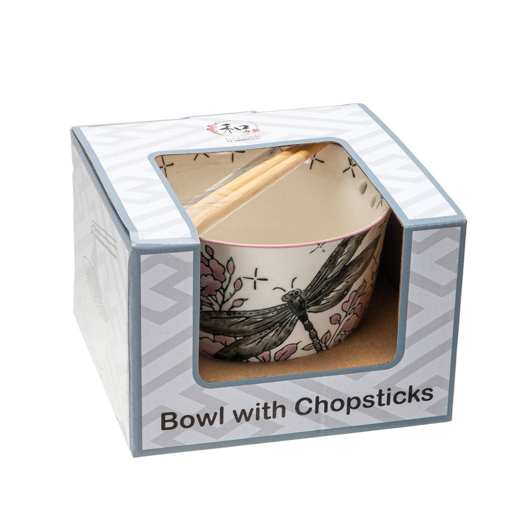 Dragonfly Bowl W/Chopsticks