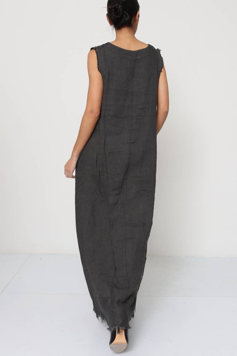 Sleeveless long dress 100% Linen
