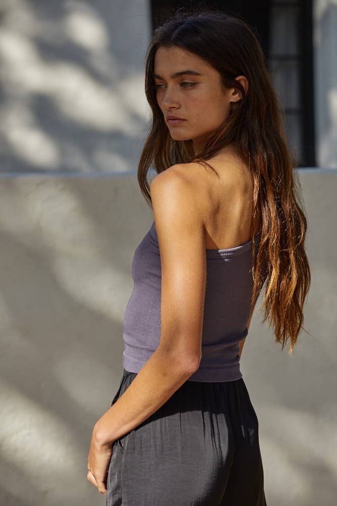 One Shoulder Ribbed Top