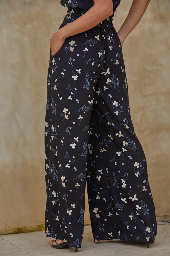 Floral Print Wide Leg Pants