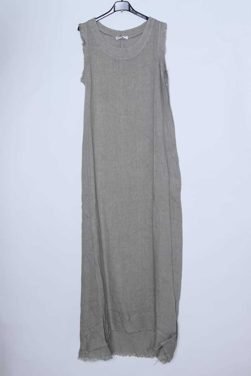 Sleeveless long dress 100% Linen