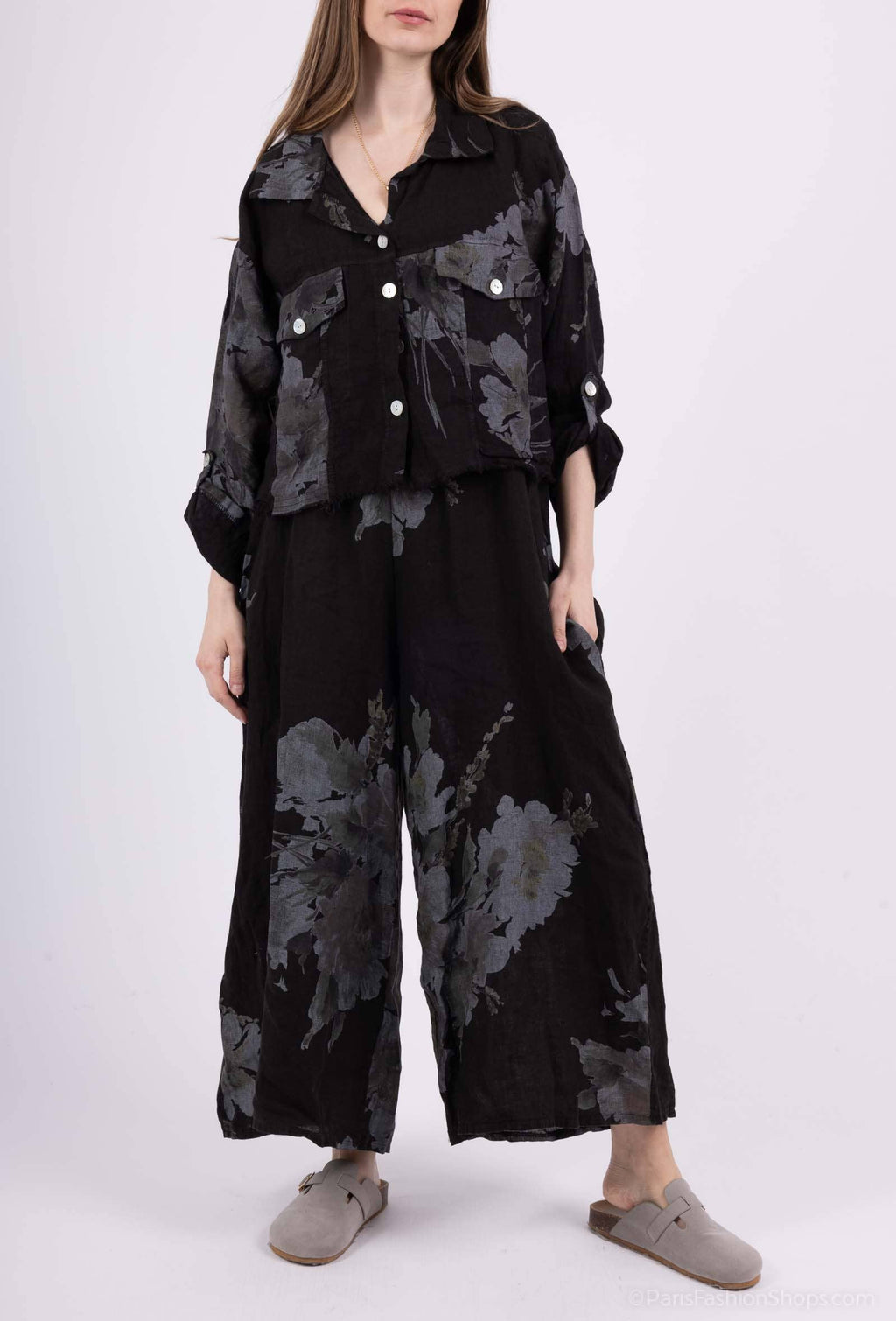 Floral linen jacket