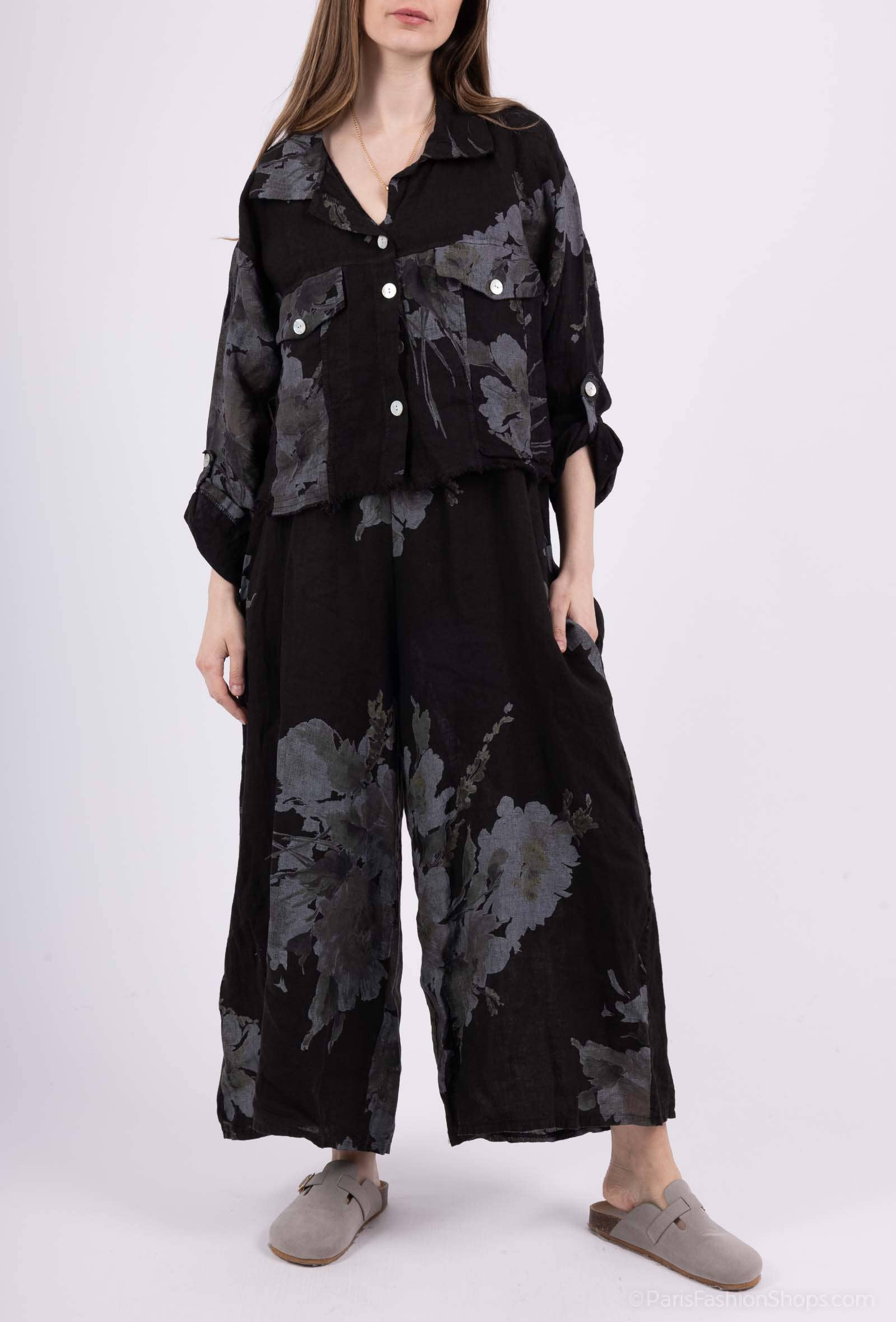 Floral linen jacket