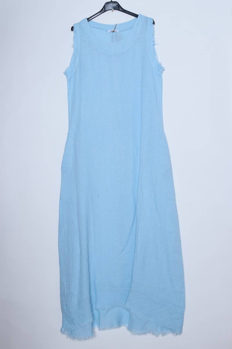Sleeveless long dress 100% Linen