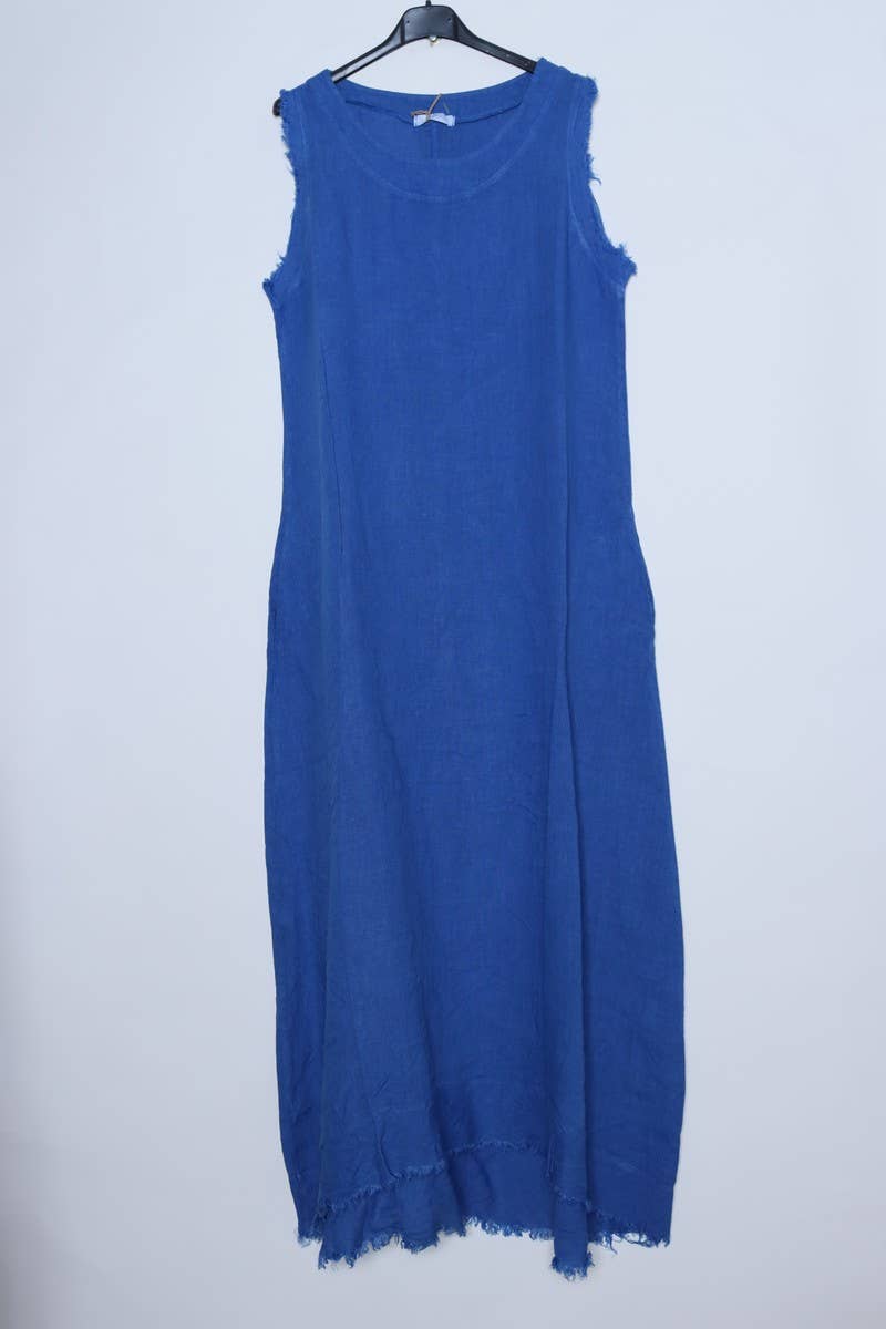 Sleeveless long dress 100% Linen