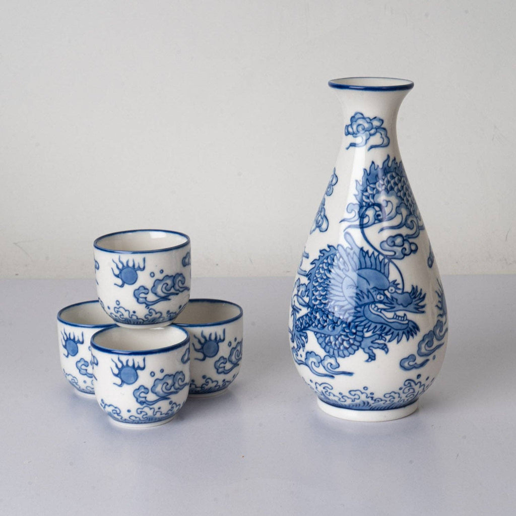 Sake Bottle and 4 Cups Gift Set
