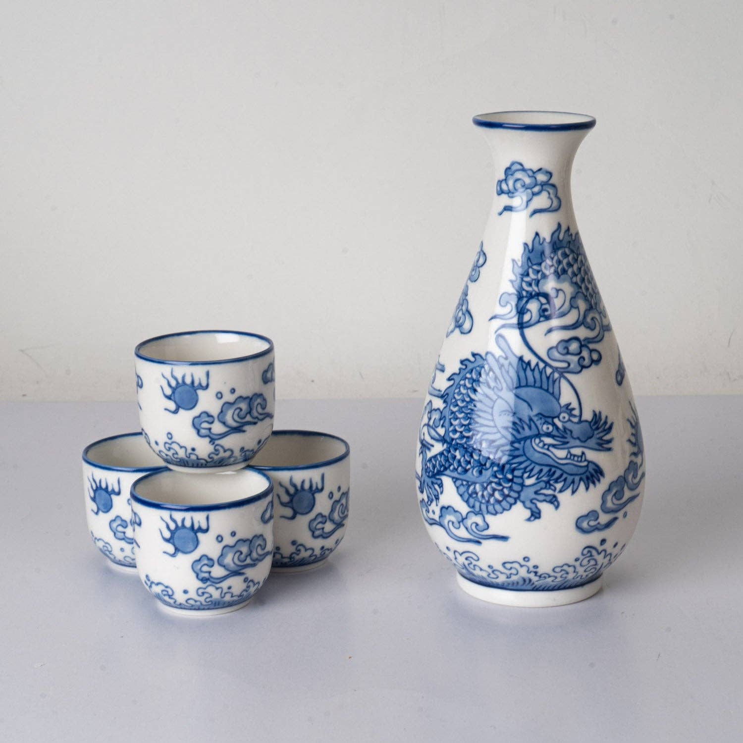 Sake Bottle and 4 Cups Gift Set