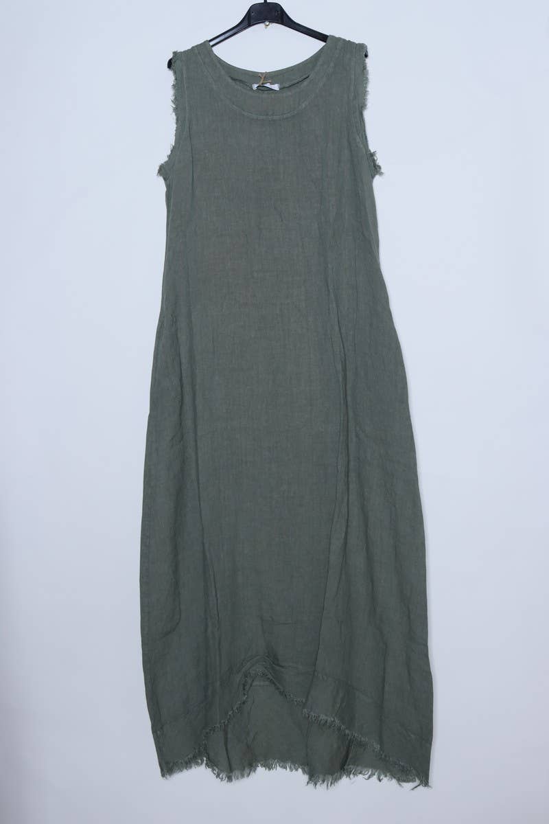 Sleeveless long dress 100% Linen