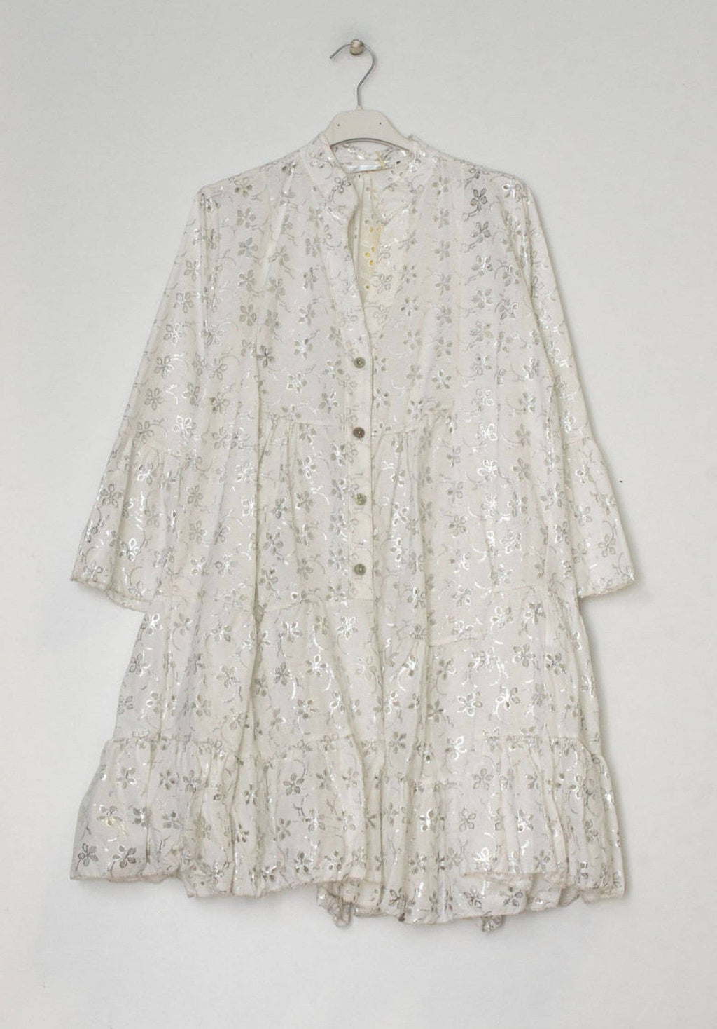 Metallic embroidered mini dress