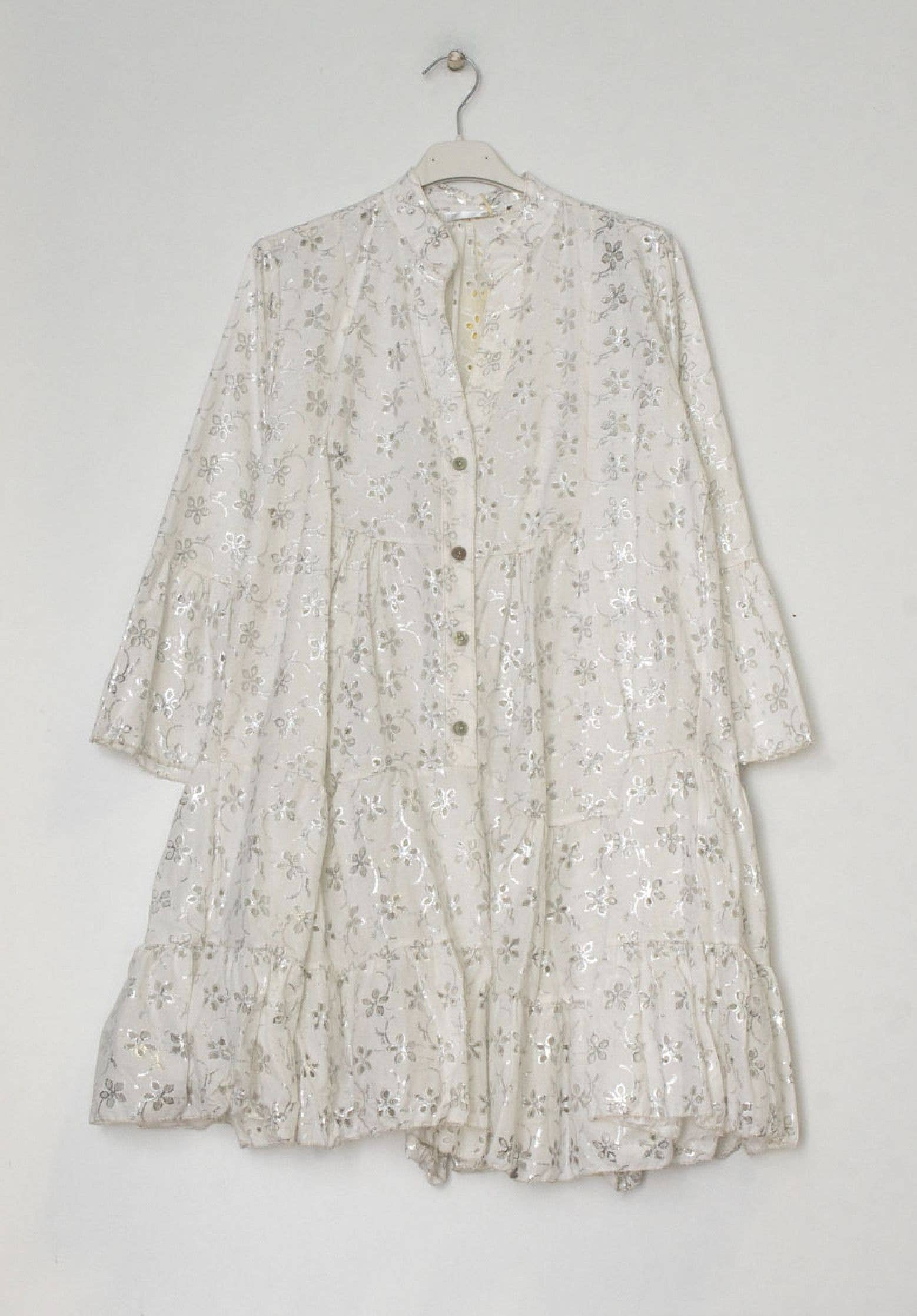 Metallic embroidered mini dress