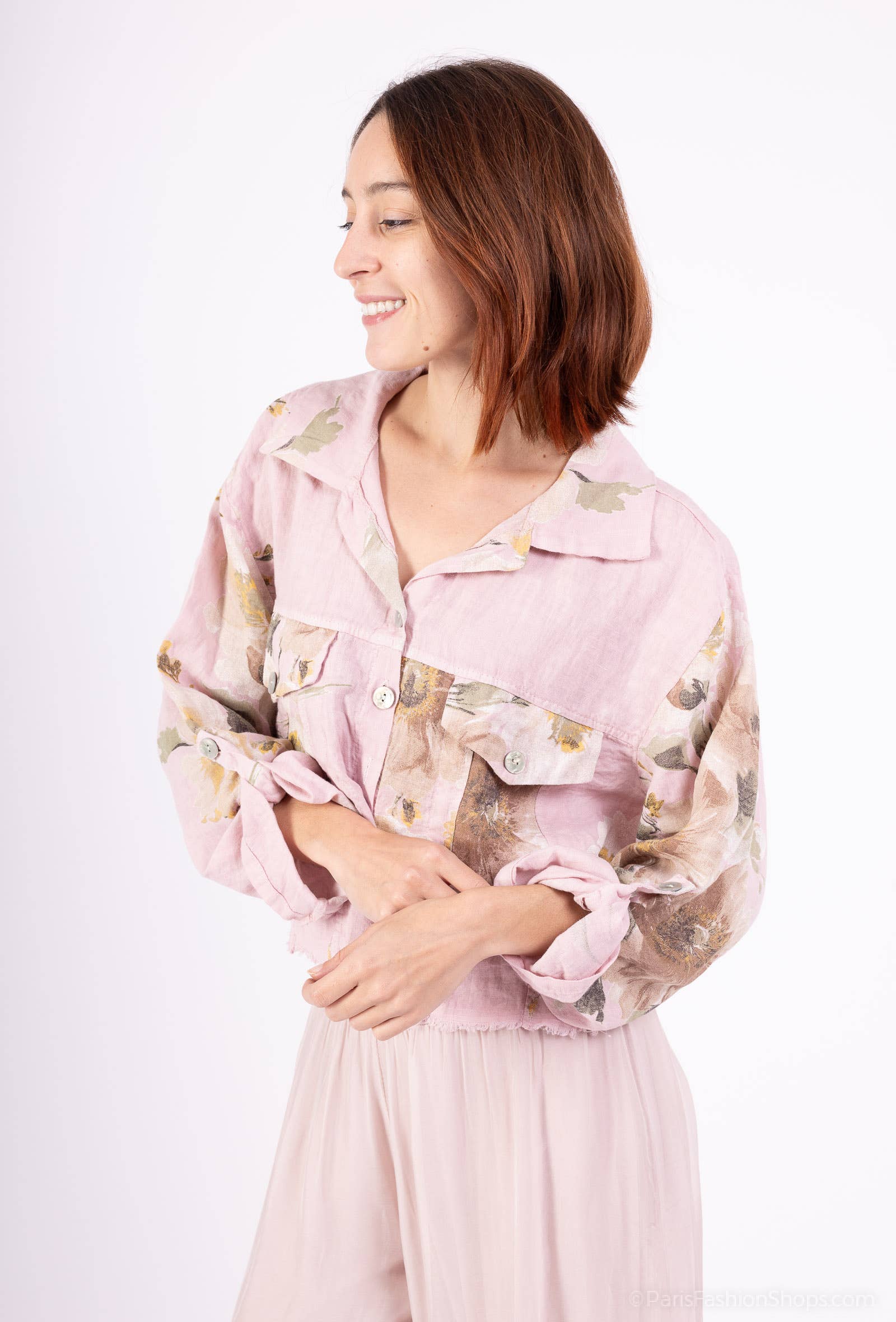Floral linen jacket