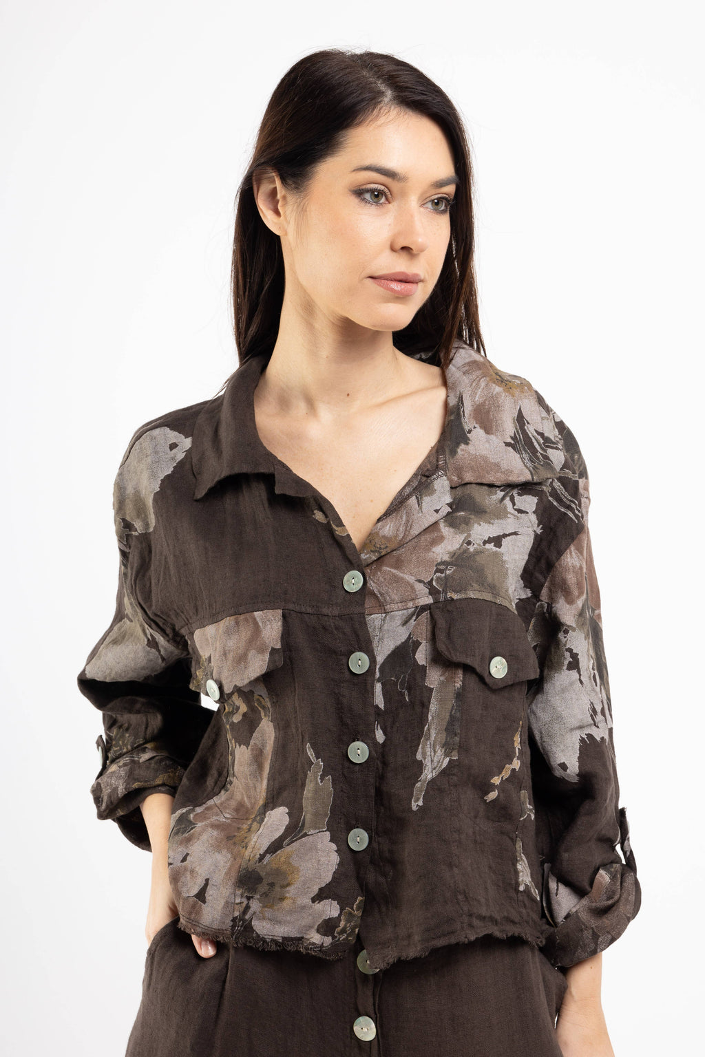 Floral linen jacket