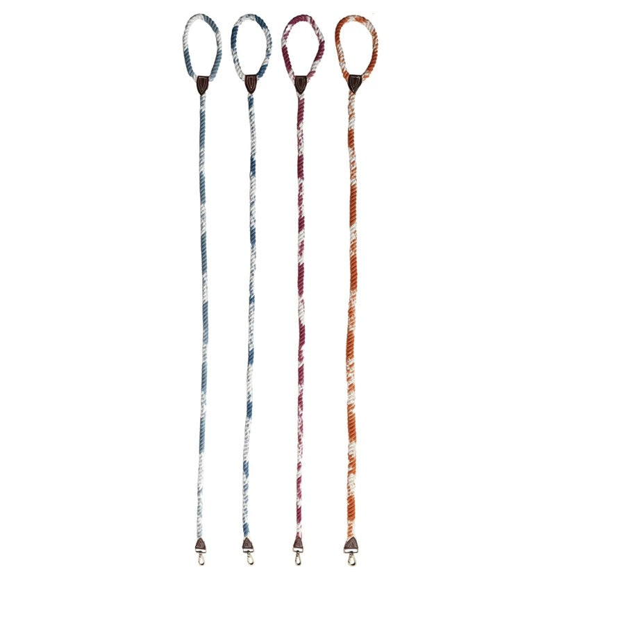 6' Braided Cotton Rope & Leather Dog Leash w/ Metal Clasp