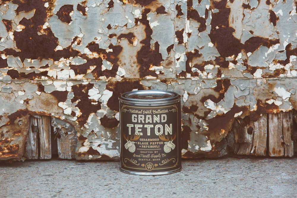 Grand Teton National Park Candle: 1/2 Pint, Wood Wick