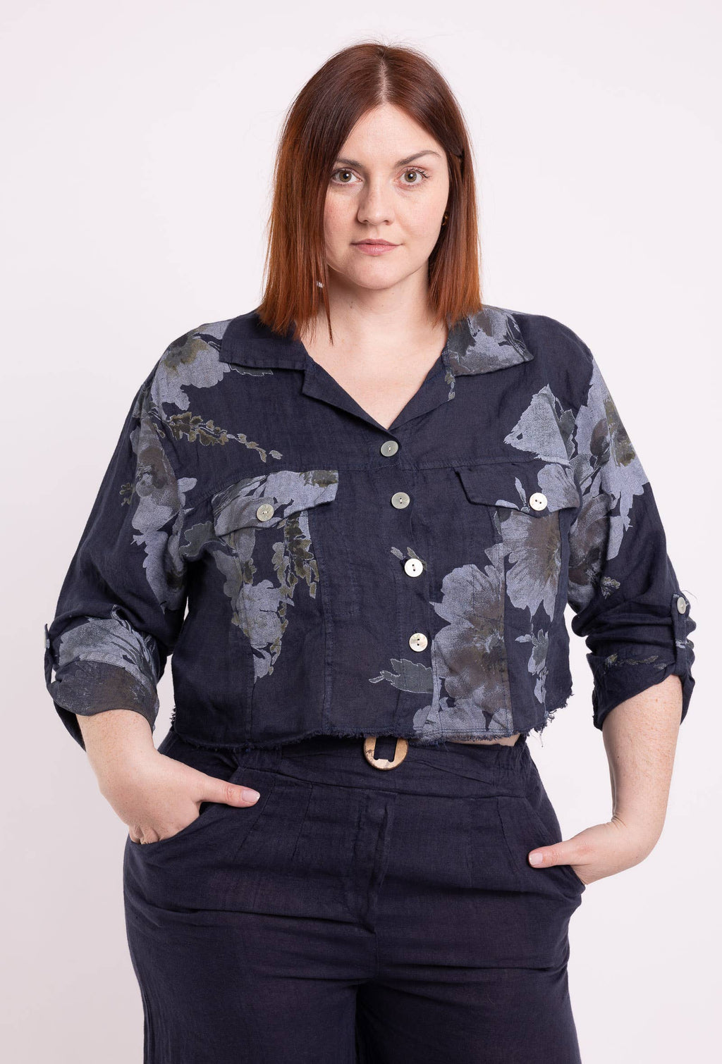 Floral linen jacket