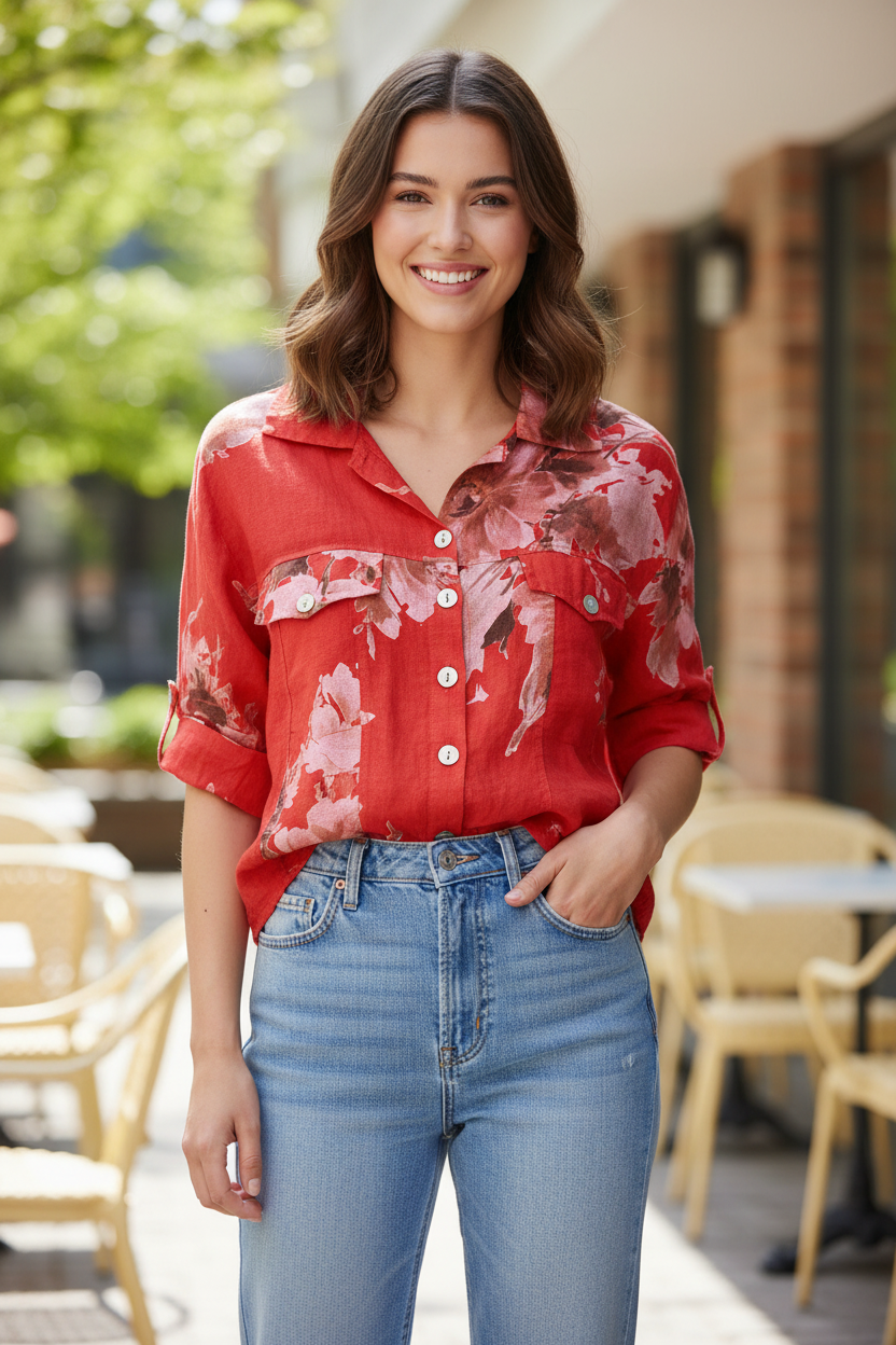 Floral linen jacket