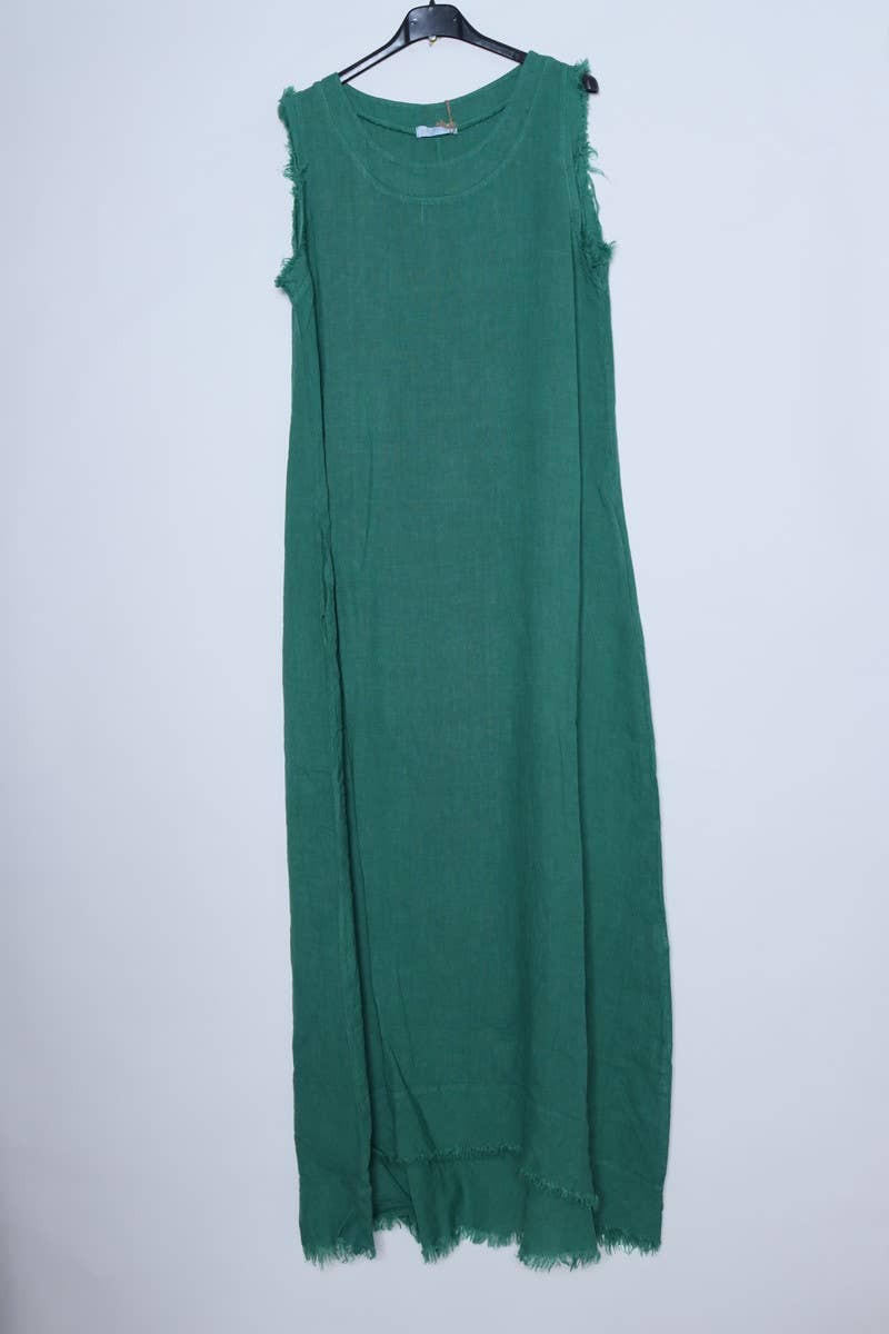 Sleeveless long dress 100% Linen