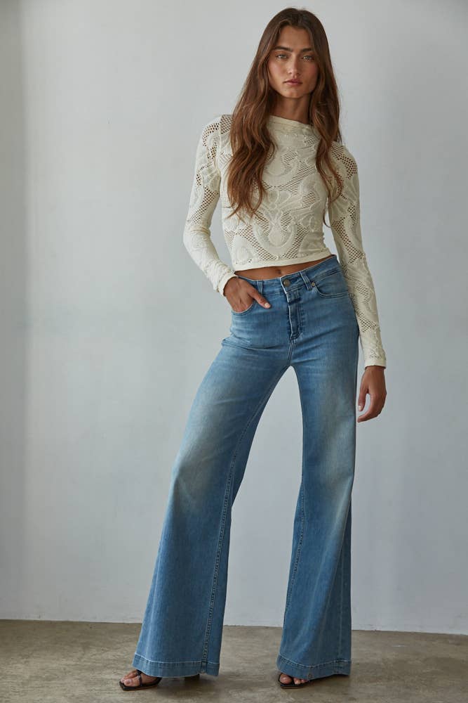 Jacquard Mock Neck Long Sleeve