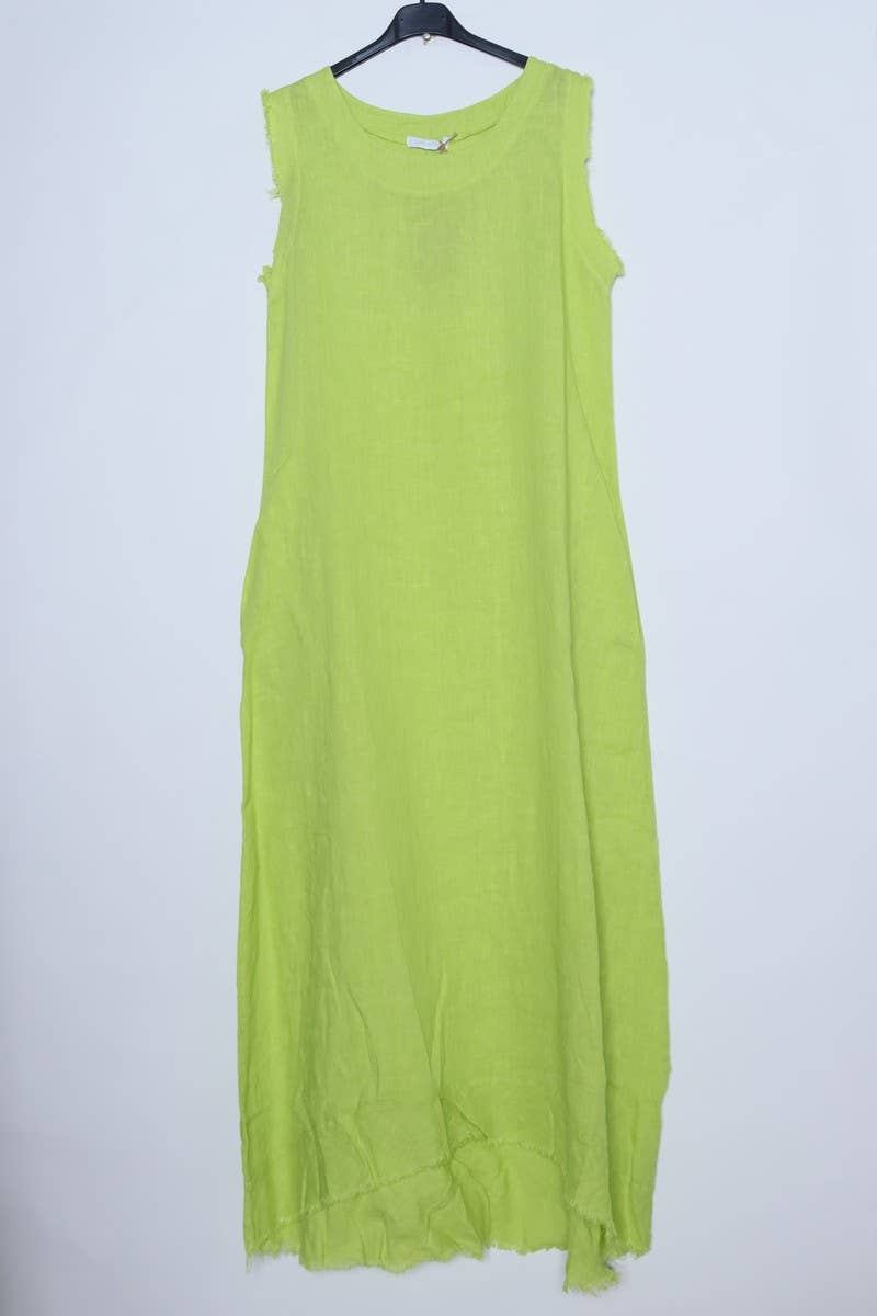 Sleeveless long dress 100% Linen