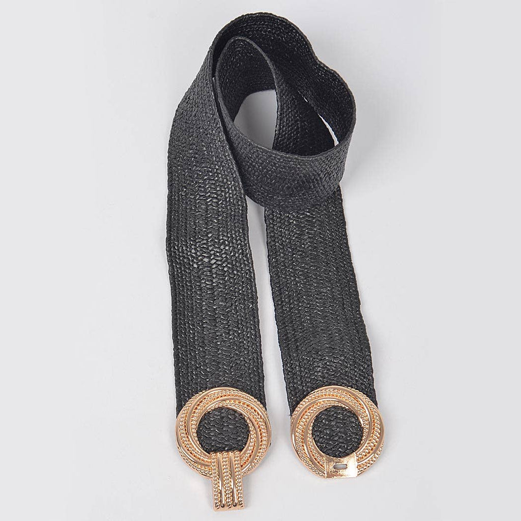 Metal OO Buckle Stretch Straw Belt