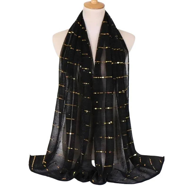 One Piece Lightweight Metallic Sequins Scarf