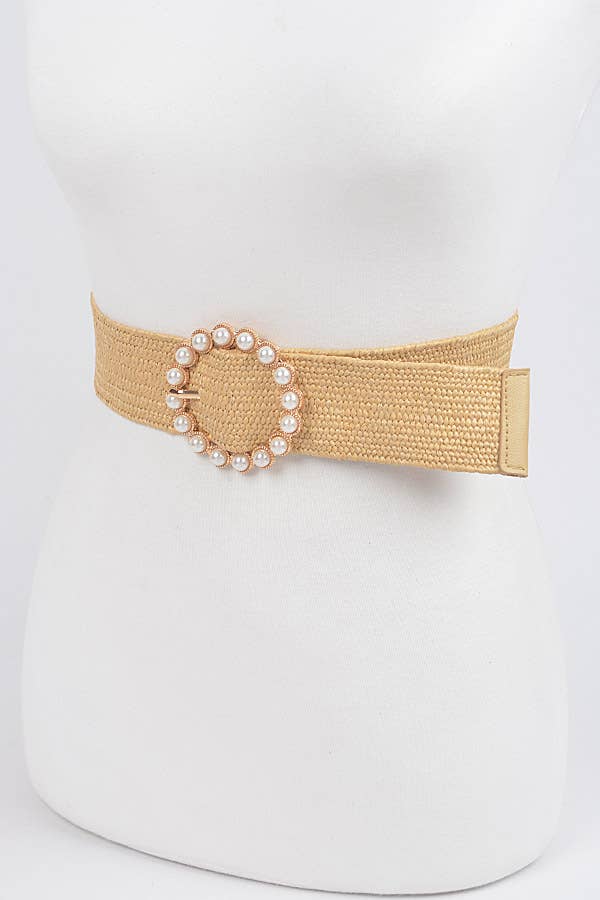 Weaved Pearl Buckle Belt