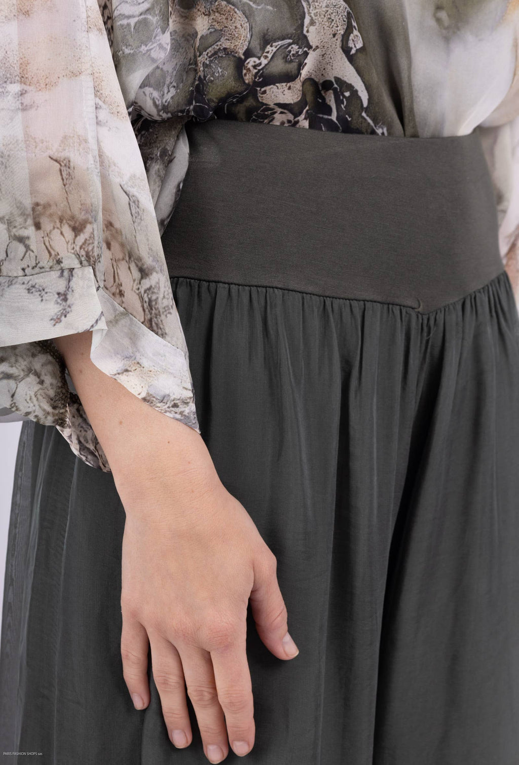 Silk pants open on the sides at the bottom