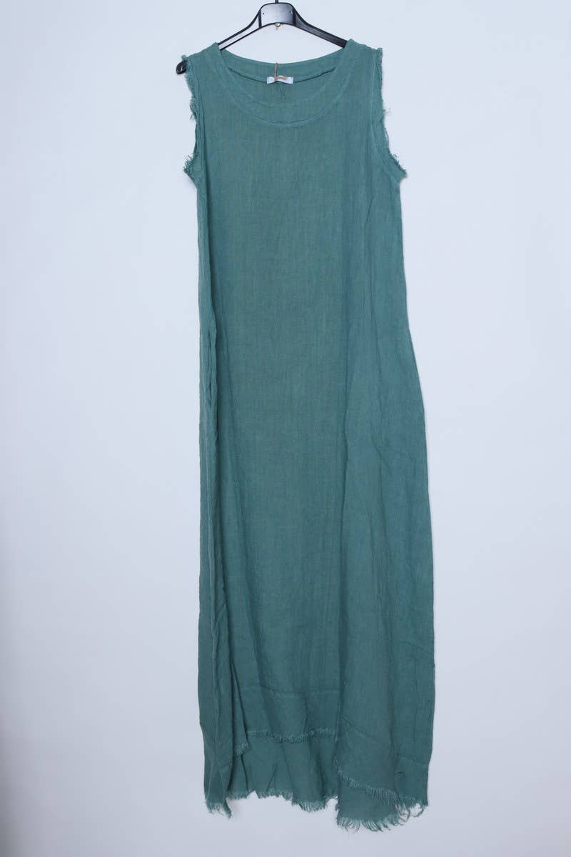 Sleeveless long dress 100% Linen