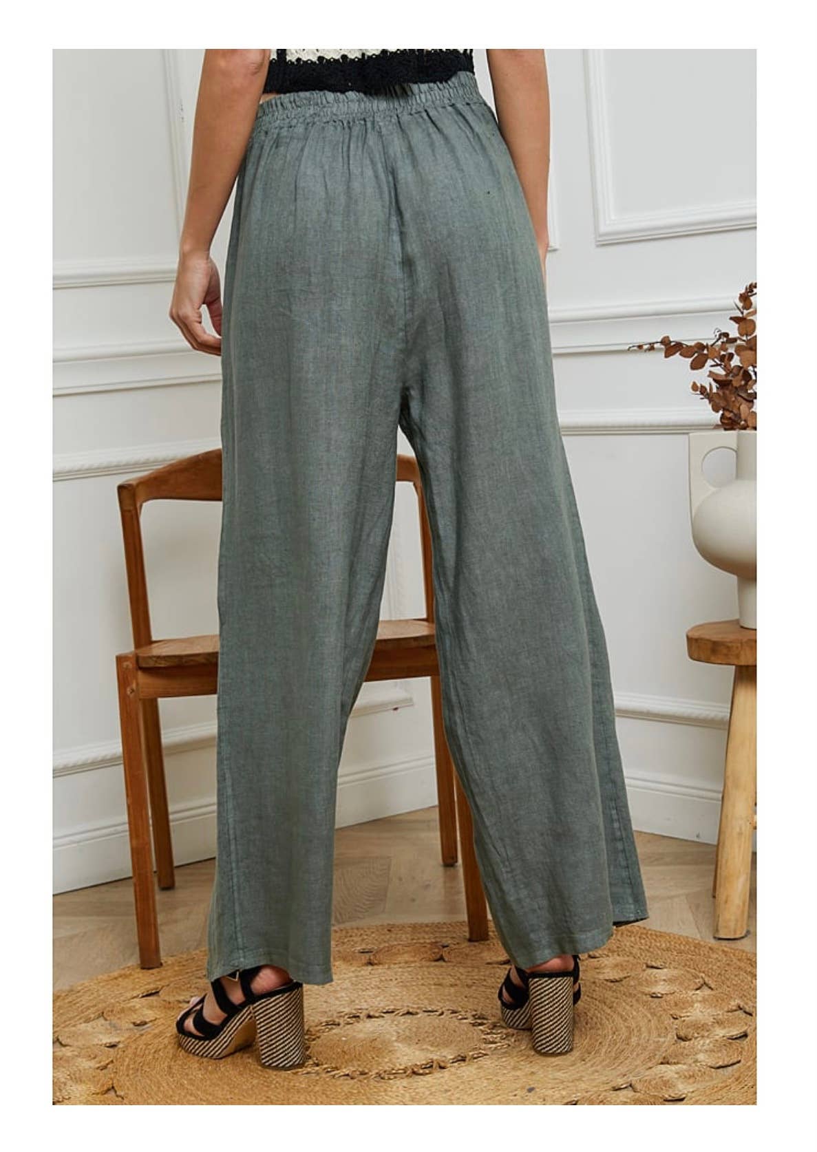 Front Tie Linen Pants