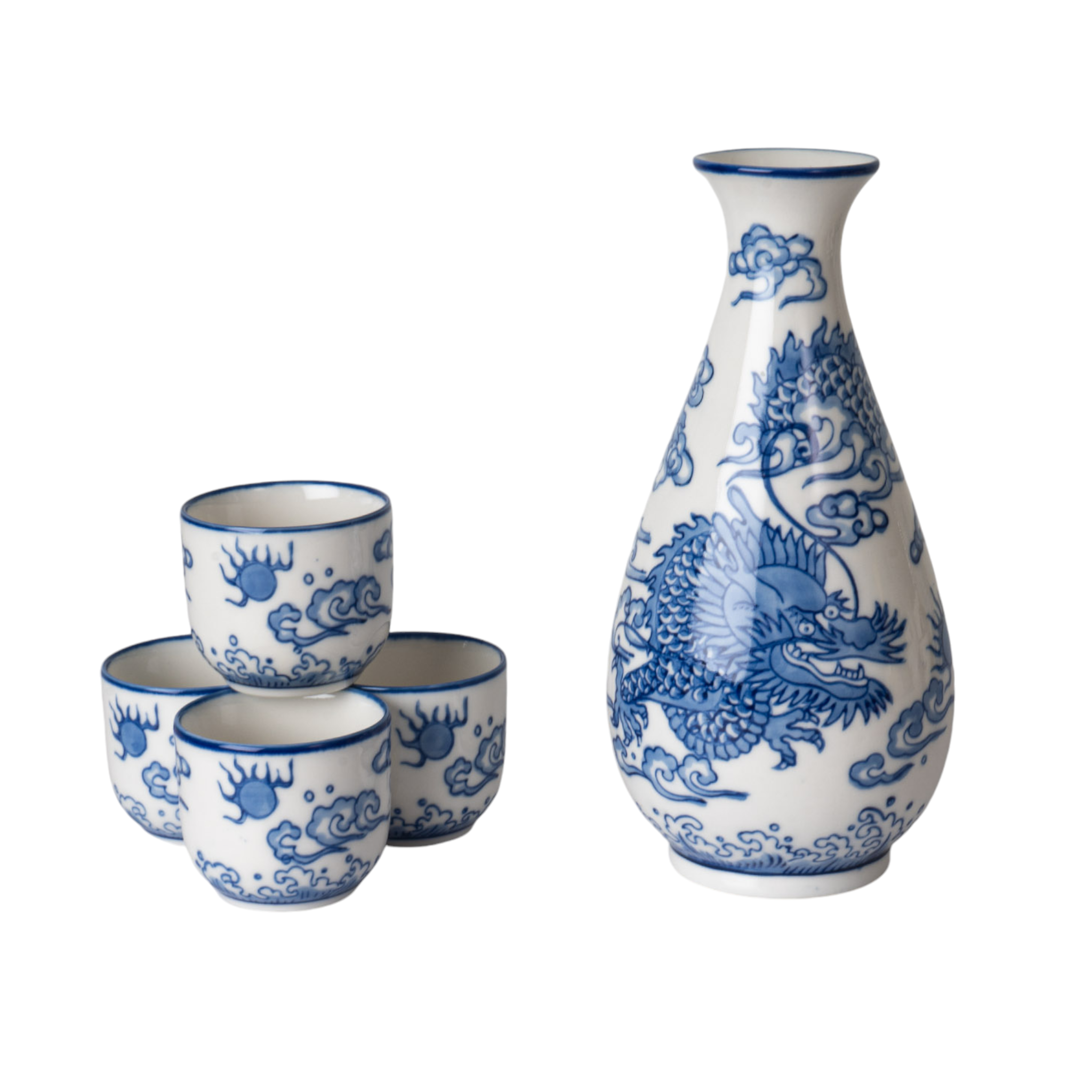Sake Bottle and 4 Cups Gift Set