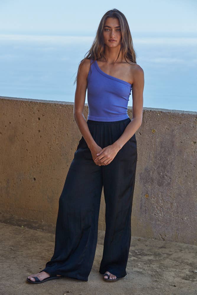 One Shoulder Ribbed Top