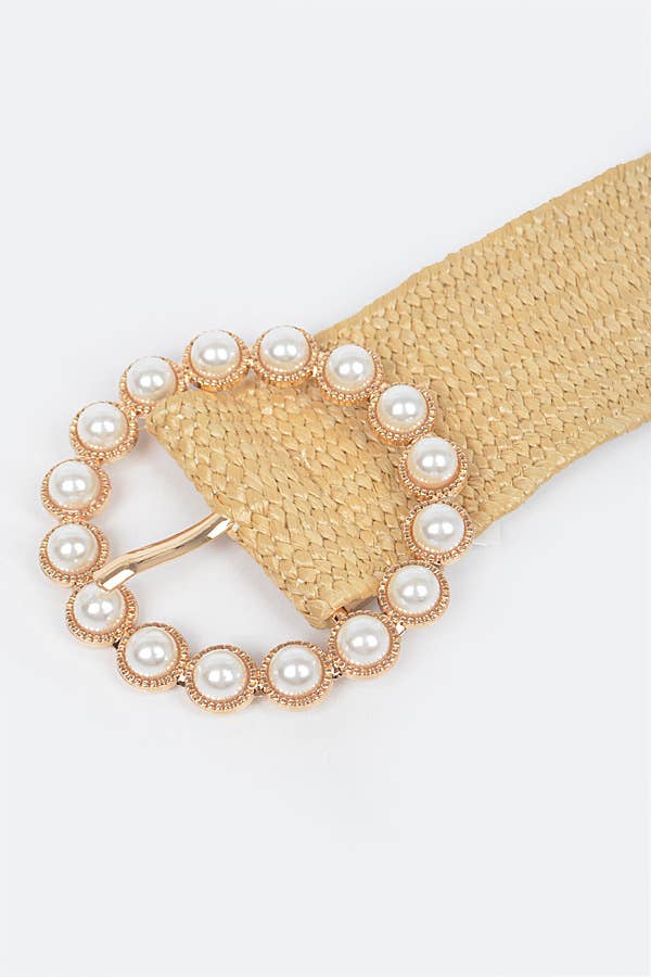 Weaved Pearl Buckle Belt