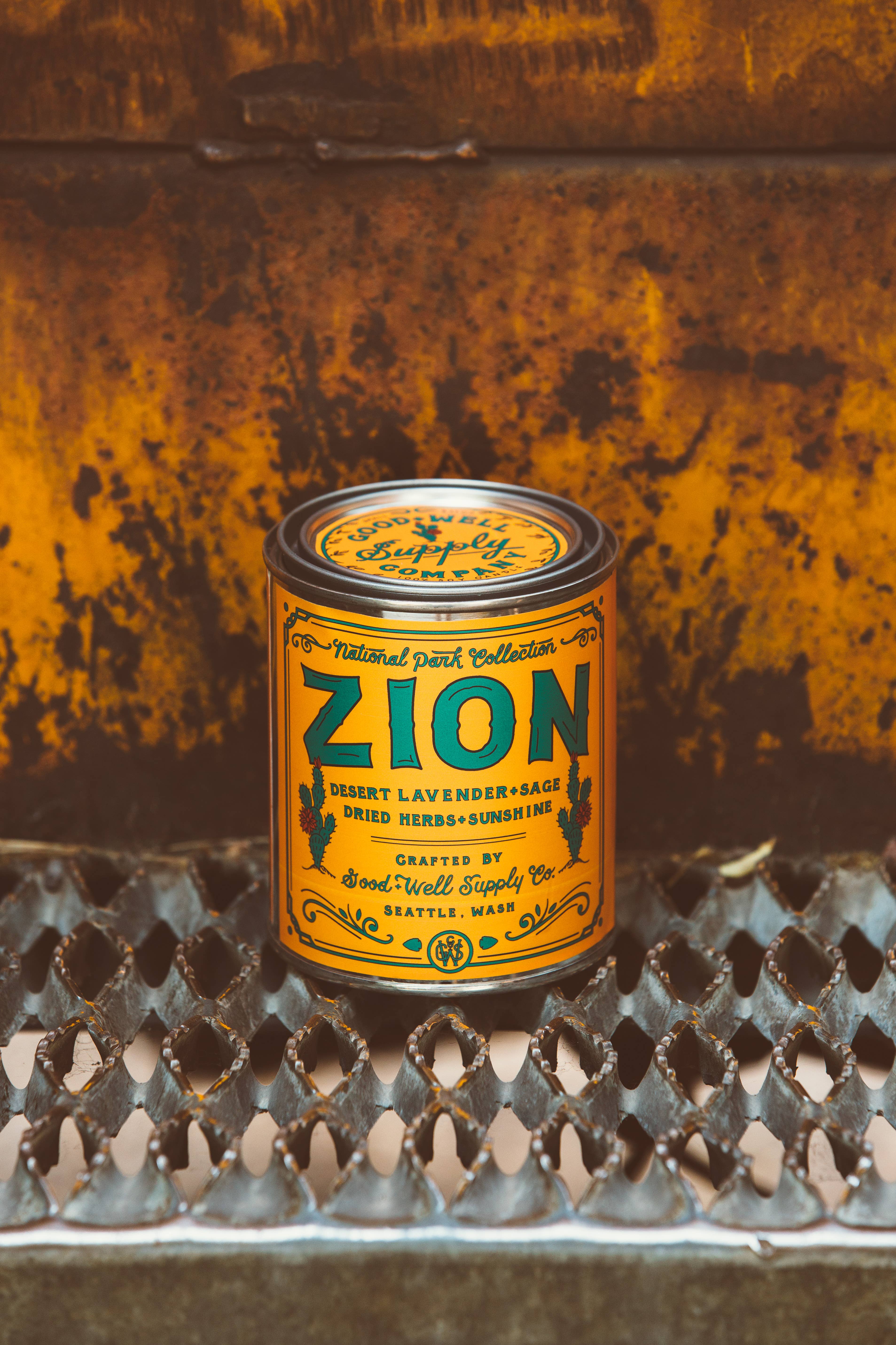 Zion National Park Candle: 1/2 Pint, Wood Wick
