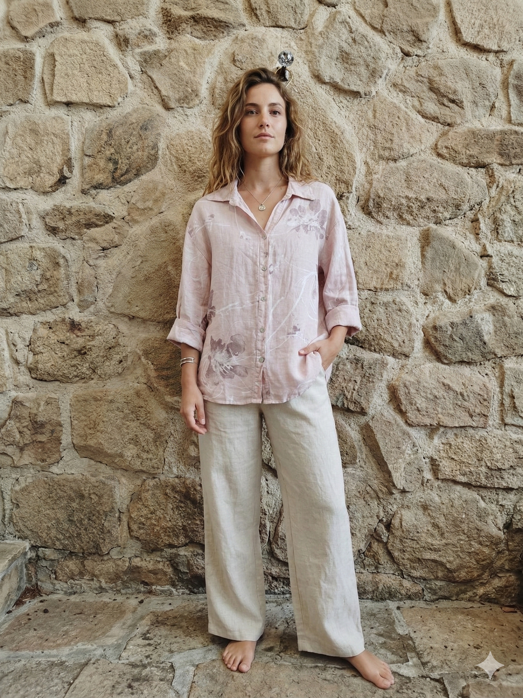 PRINTED 100% LINEN SHIRT