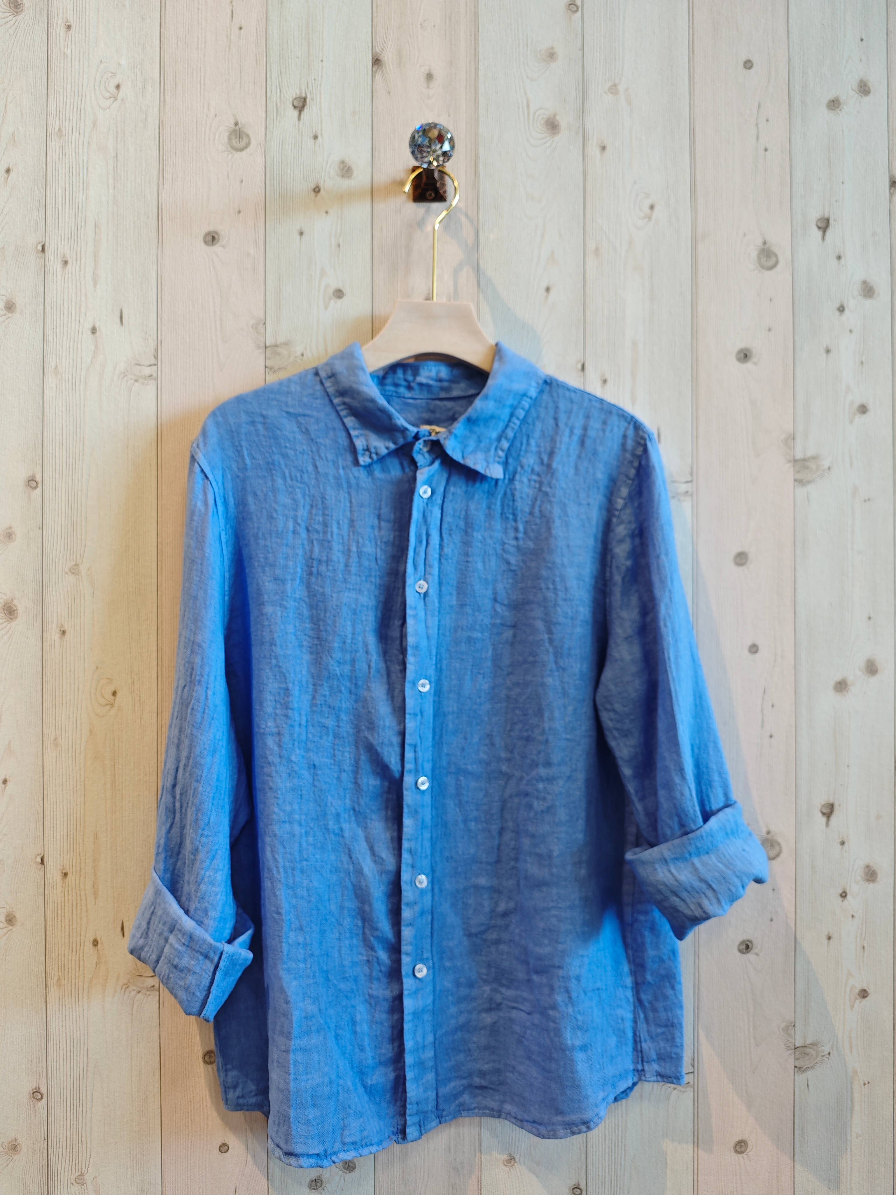 MEN'S 100% LINEN SHIRT-Marine