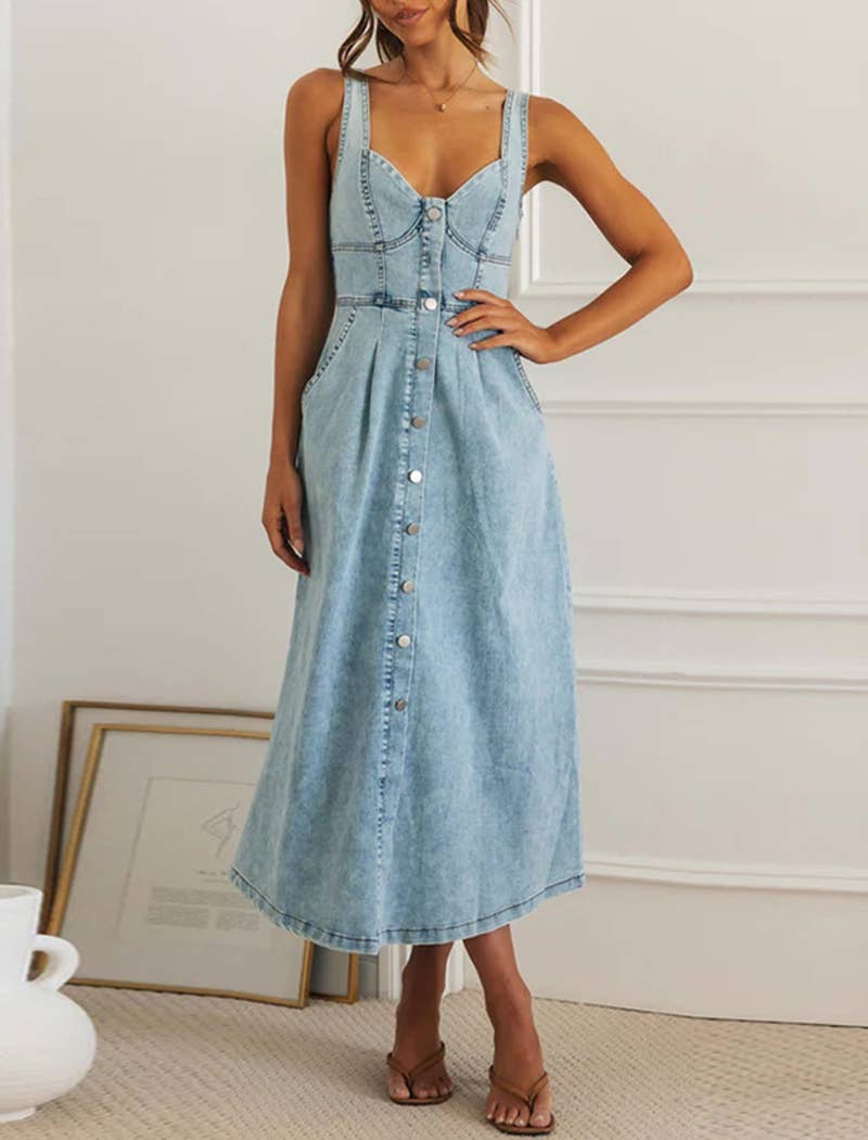 Buttoned Denim Dress