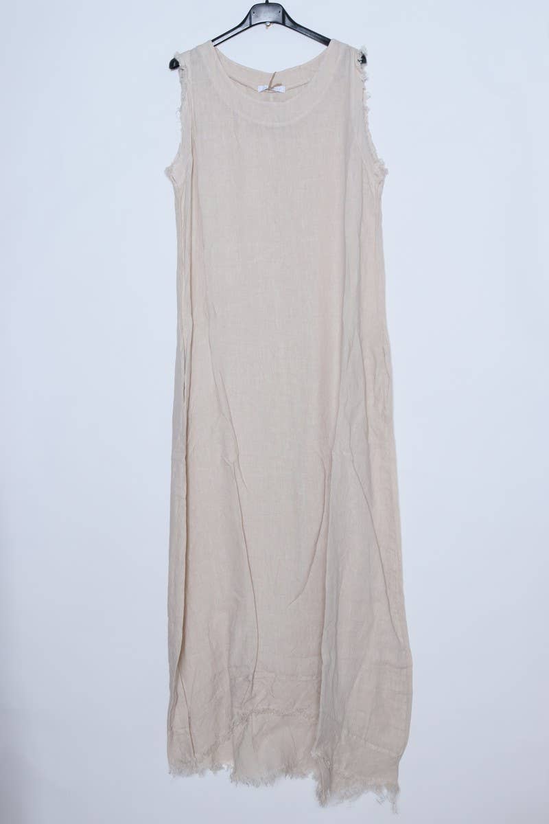 Sleeveless long dress 100% Linen