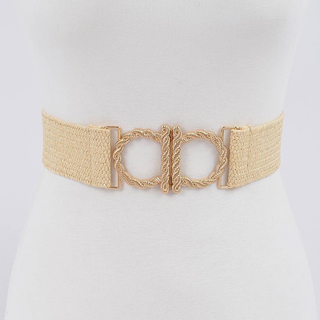 Metal Faux Straw Elastic Belt